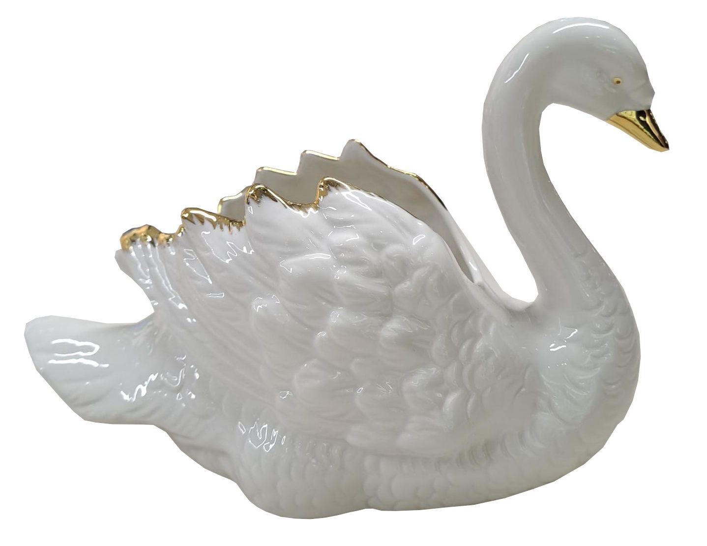 Eleganter Schwan in Weiß-Gold mit edler Goldverzierung – Exklusive Deko & Geschenkidee aus Bayern