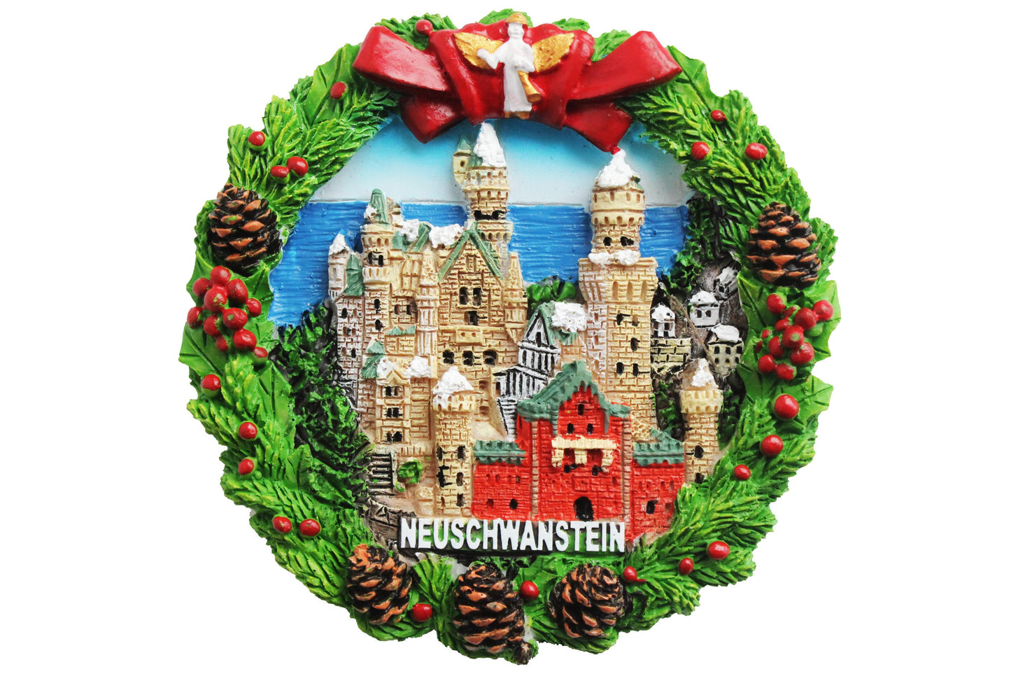 Magnet Tannenkranz Schloss Neuschwanstein Detailreiches Design Ideal als Souvenir
