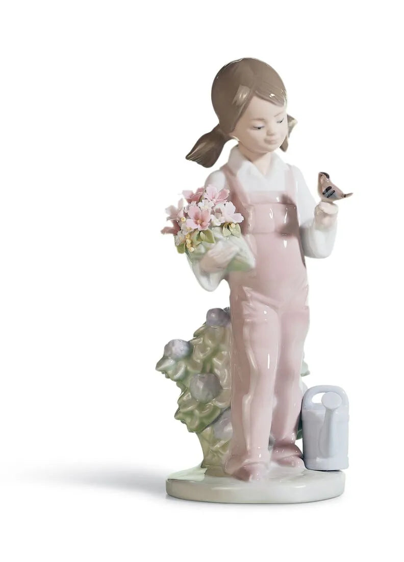 Lladró Porzellanfigur – Spring Mädchen mit Blumen & Vogel | Zeitlose Eleganz