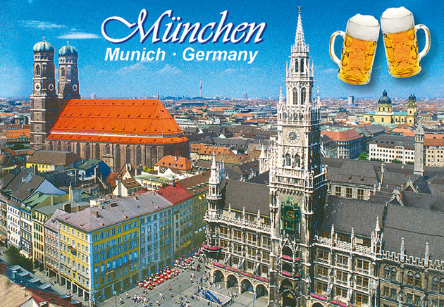 Magnet München Marienplatz – Turm & Bier Souvenir aus Bayern