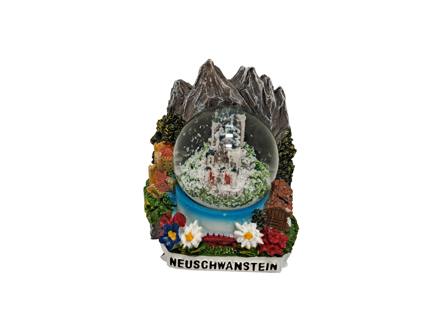 Magnet Schneekugel Schloss Neuschwanstein Bergkulisse 35 mm