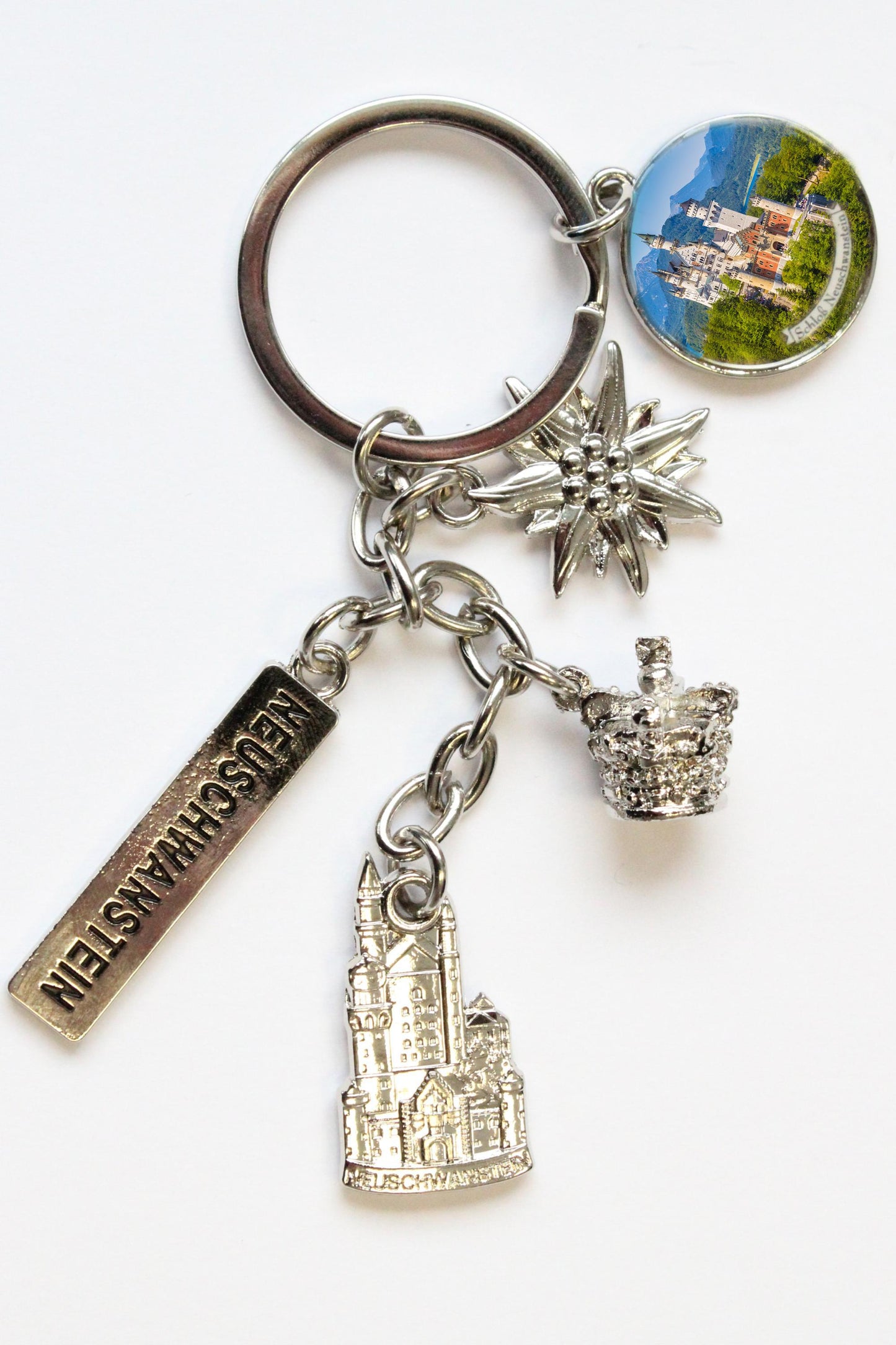 Schlüsselanhänger Charms Schloss Neuschwanstein-Germany-Edelweiss-Krone