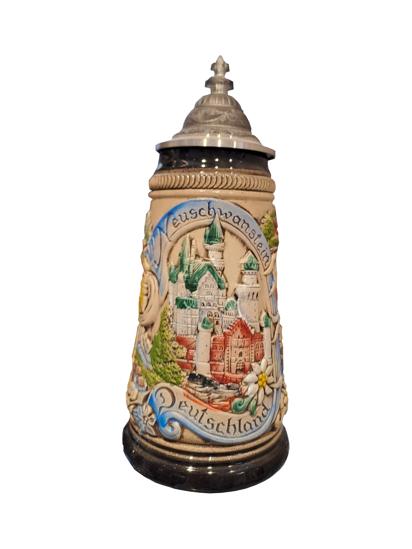 Krug Schloss Neuschwanstein Bunt mit Zinndeckel – 250 ml Sammler-Souvenir aus Bayern