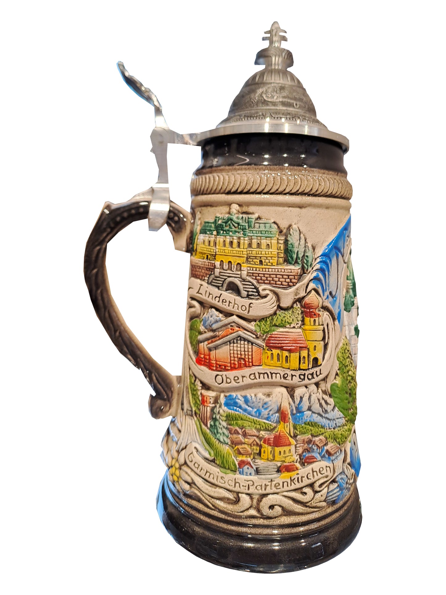 Krug Schloss Neuschwanstein Bunt mit Zinndeckel – 250 ml Sammler-Souvenir aus Bayern