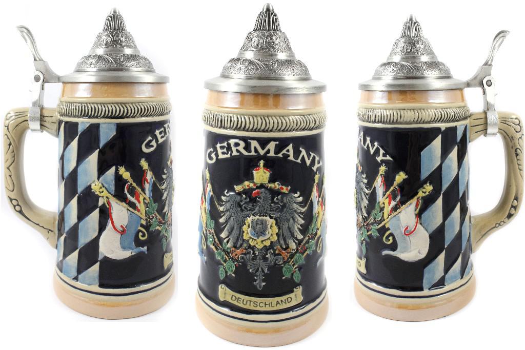 Bierkrug Germany - Deutschland bunt mit Zinndeckel 500ml