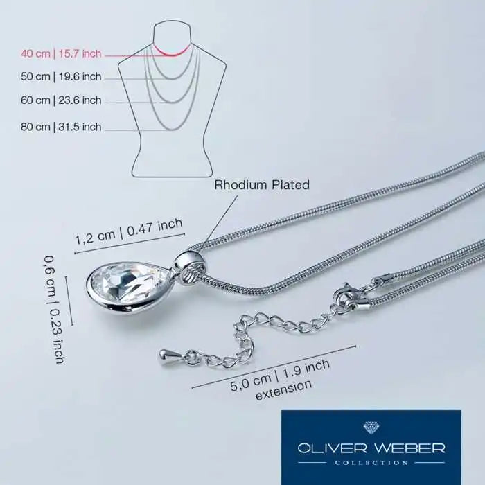 Oliver Weber Anhänger Tropfen mit Kette – Eleganter Kristallschmuck im Allgäu-Shop
