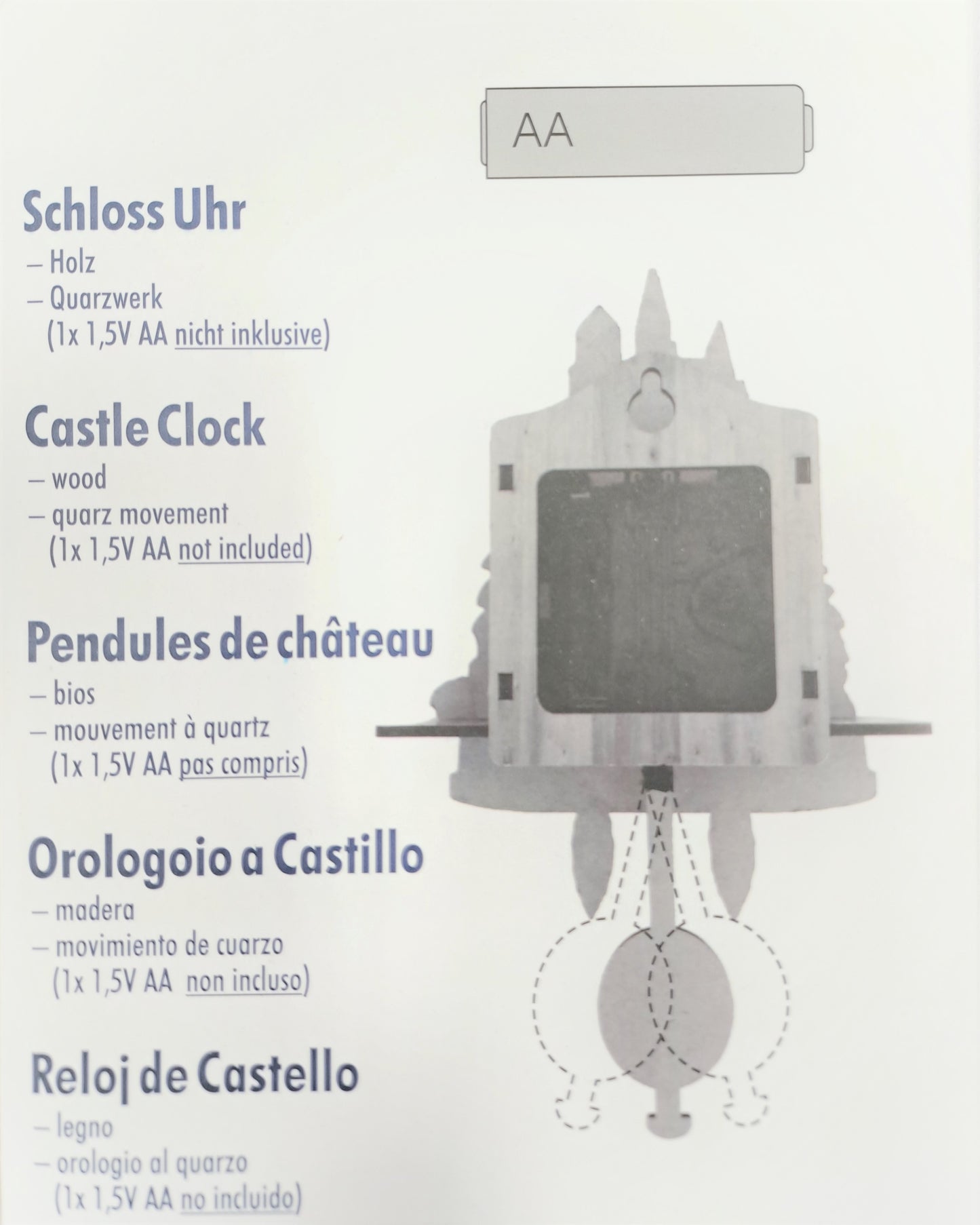 Magnet Miniaturuhr Schloss Neuschwanstein - Cuckoo Clock 25 cm