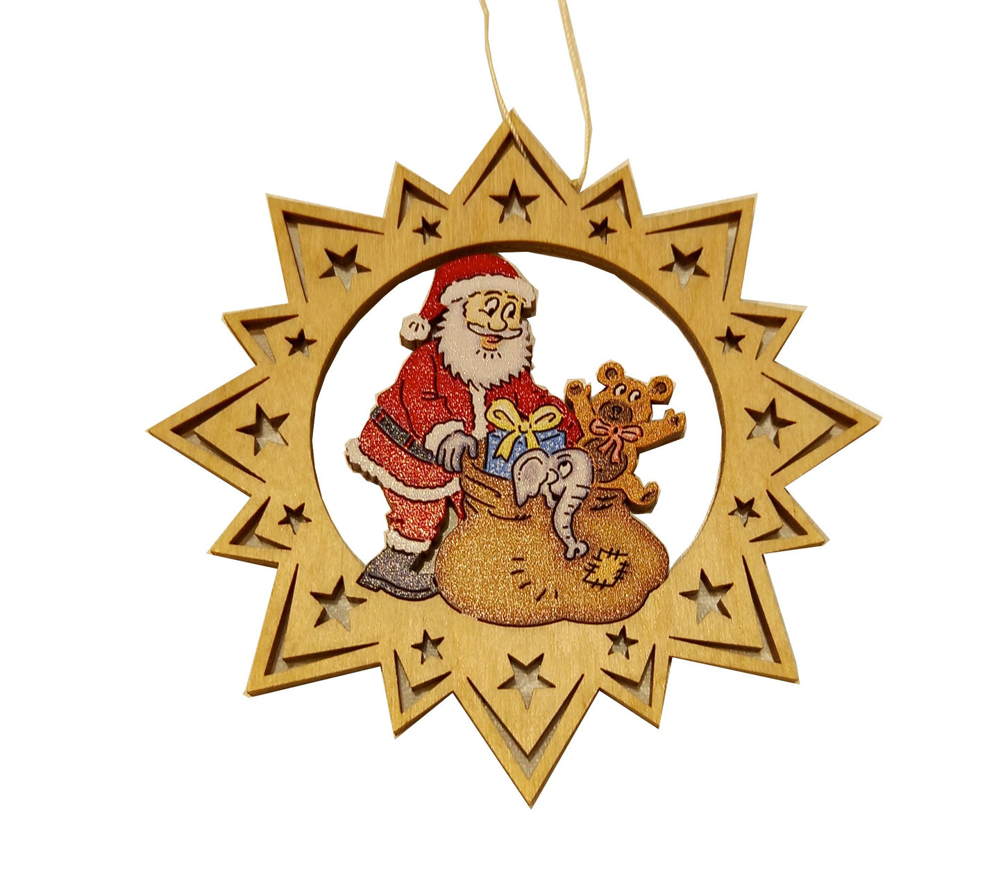 Stern Nikolaus 8cm Farbig – Dekorative Weihnachtsbaumdeko & Christbaumschmuck