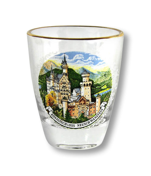 Stamper Glas Schloss Neuschwanstein mit Goldrand – 2 cl für Feste & Anlässe | Allgäu Shopping