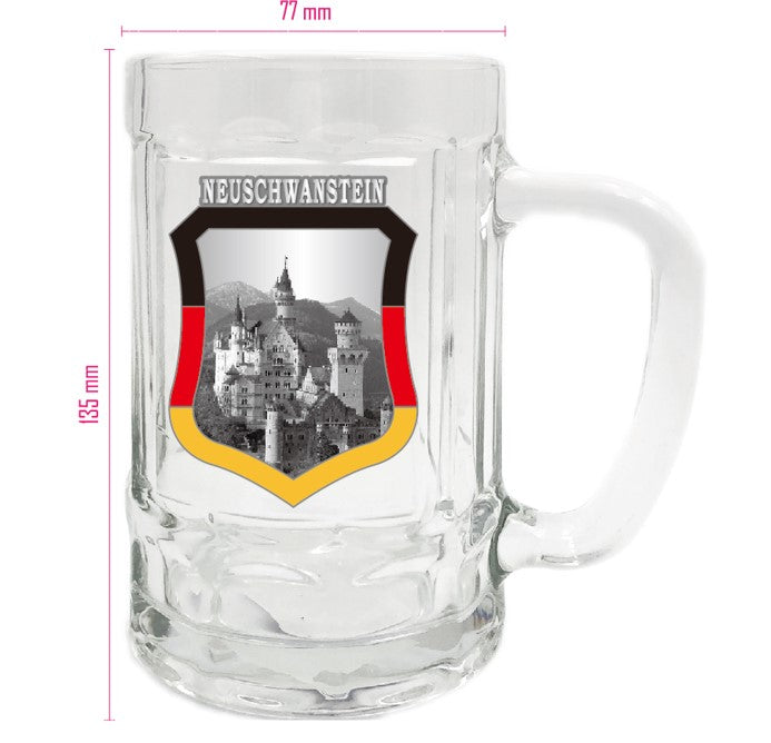 Glasbierkrug Schloss Neuschwanstein mit Metalleinsatz 400ml