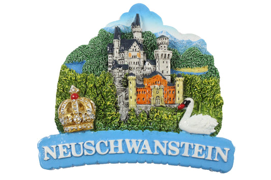3D Magnet Schloss Neuschwanstein mit Schwan & Krone | Allgäu Souvenir