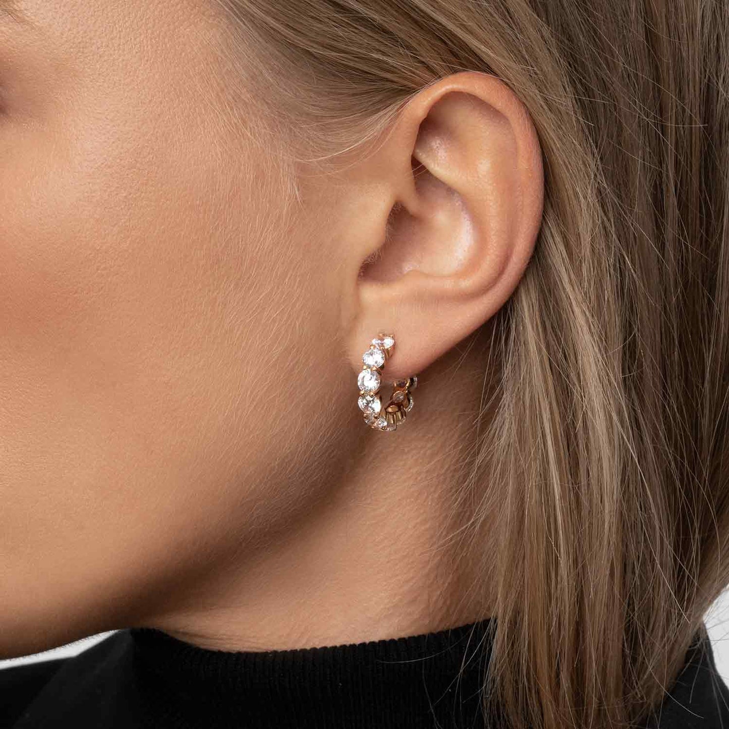 Sif Jakobs Ohrringe Belluno Creolo - 18K Vergoldet mit weissen Zirkonias