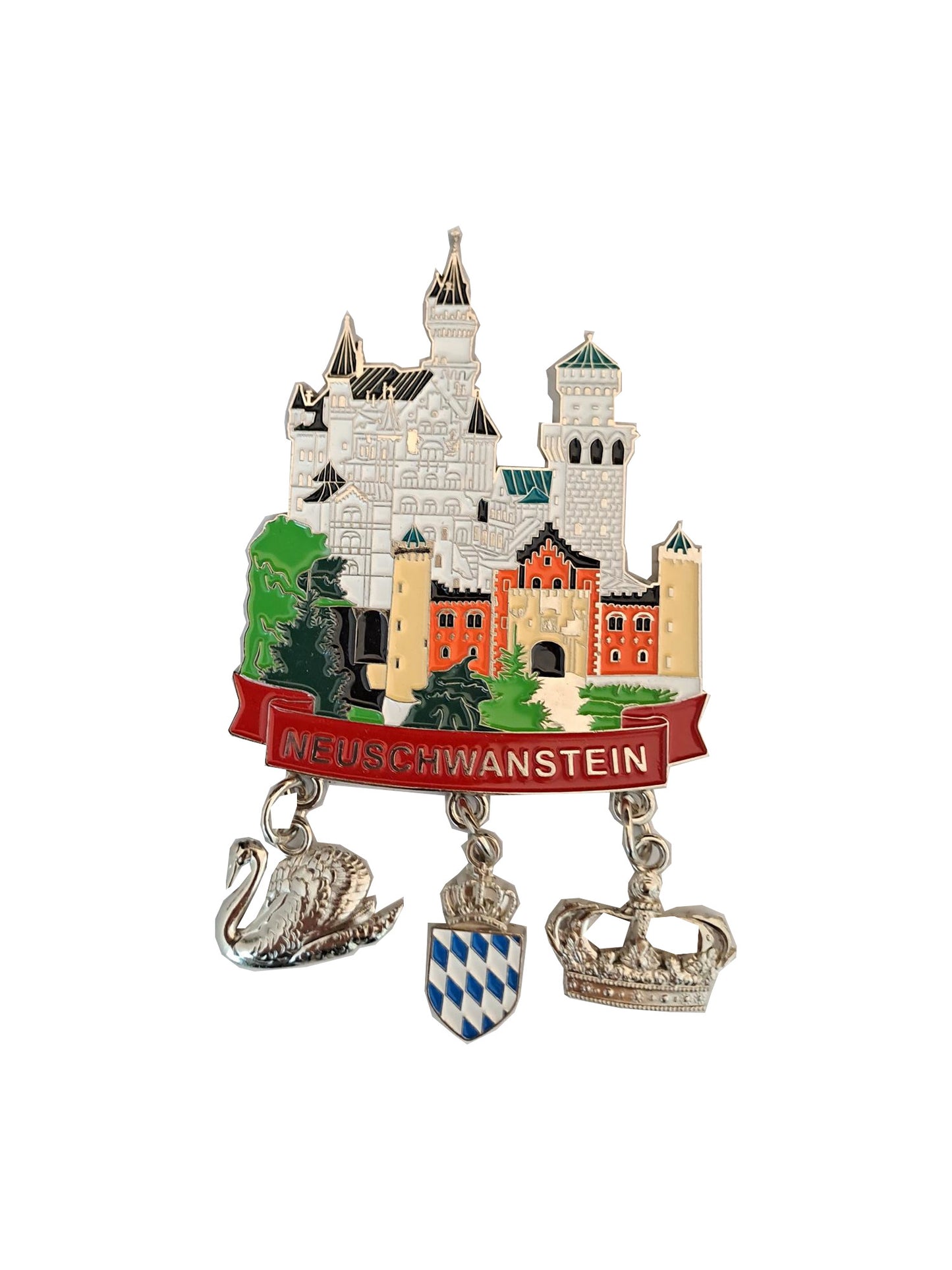 Metall-Magnet Schloss Neuschwanstein – Schwan-Wappen & Krone | Bayern Souvenir