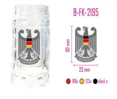 Bierkrug Glas Stamper Deutschland Metalleinsatz