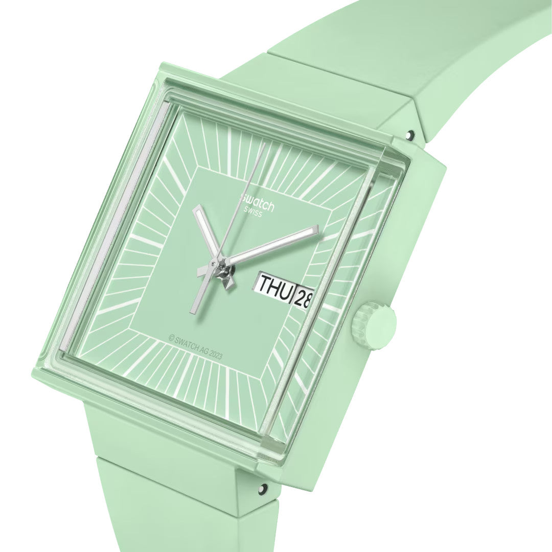 Swatch Armbanduhr What If...Mint SO34G701 – Trendige Mint-Uhr für Teenager & Erwachsene