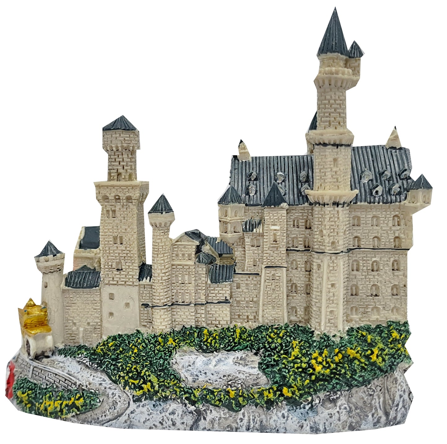 Schloss Neuschwanstein Modell mit Pferdekutsche und Schwan