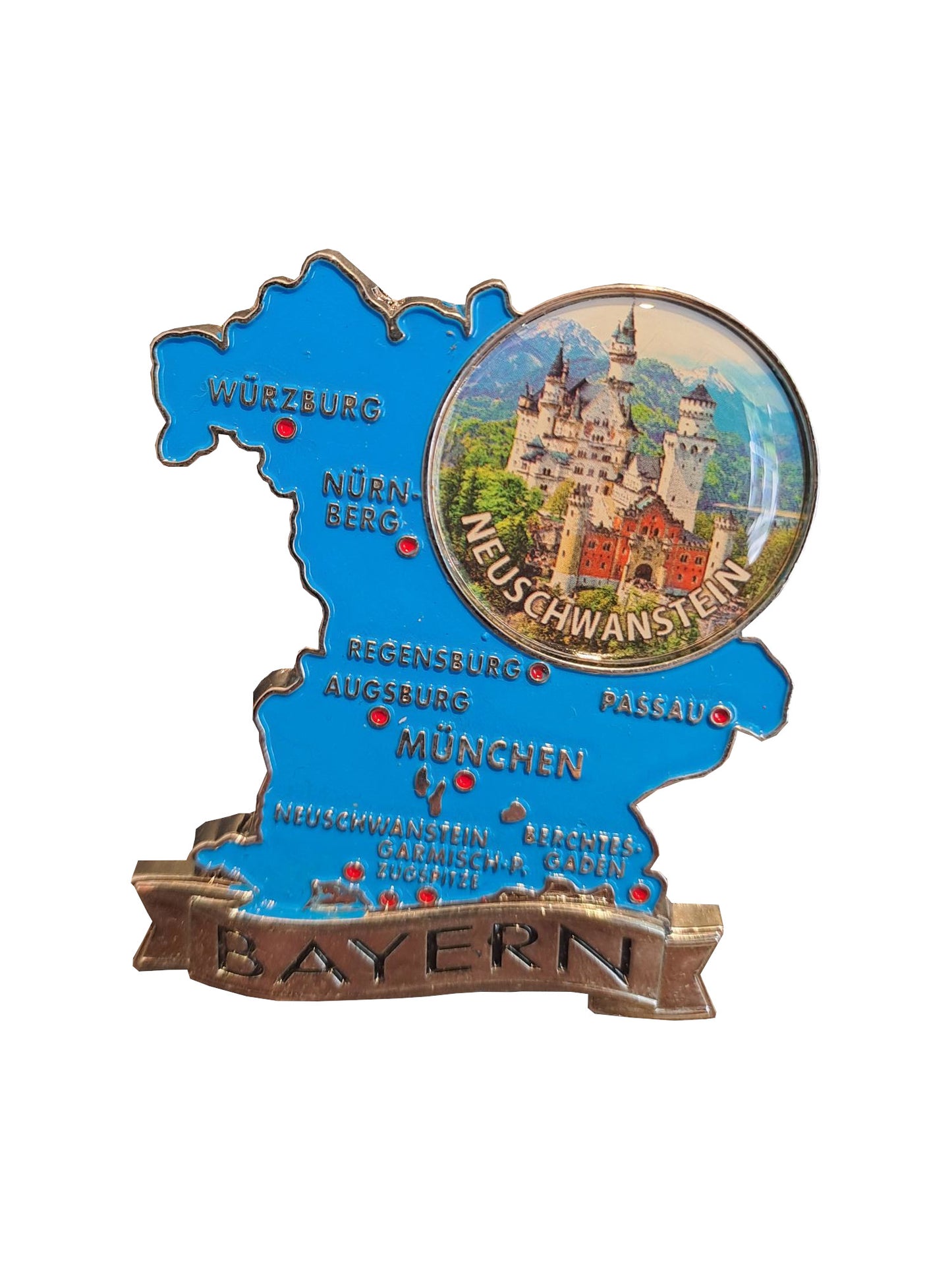 Magnet Metall Landkarte – Traditionelles Souvenir aus Bayern | Allgäu Online Shop