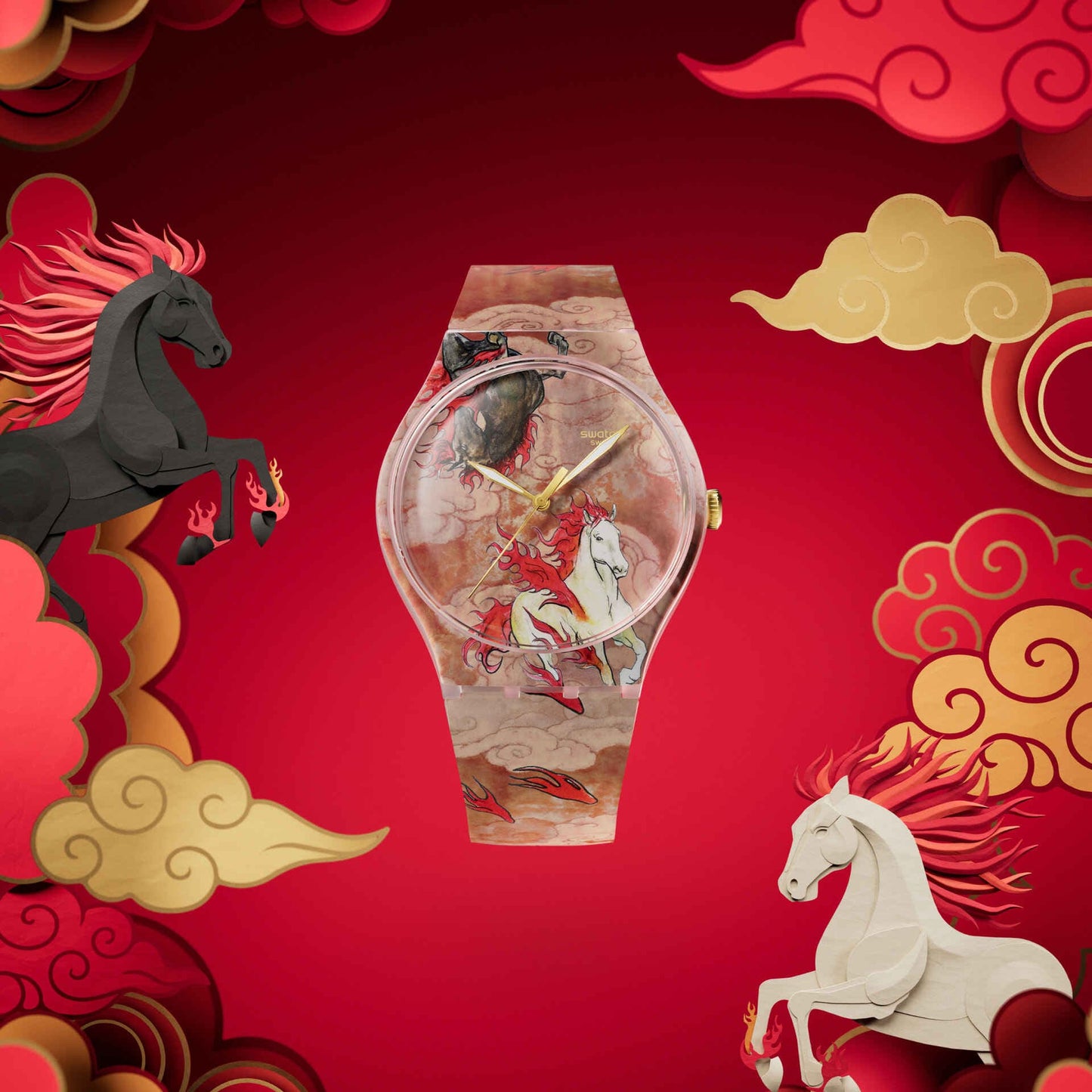 SWATCH Armbanduhr Riding The Clouds SUOZ369 – Elegante Uhr in lebendigen Farben online kaufen