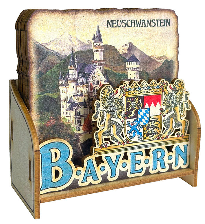 Glasuntersetzer 6er-Set mit Bayern-Schlösser Motiv – Perfekt für alle Getränke & bayerische Gemütlichkeit