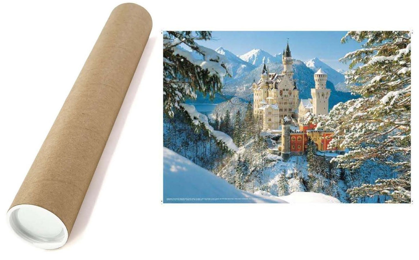 Poster Schloss Neuschwanstein Winter – Querformat 68 x 98 cm zum Hängen