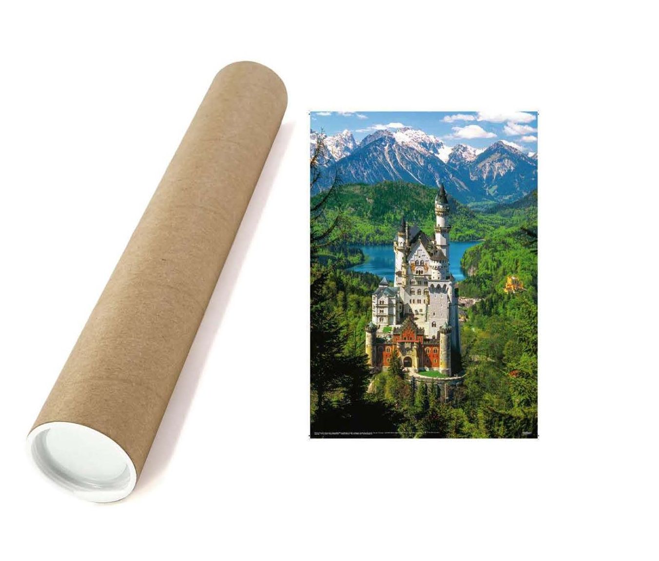 Poster Schloss Neuschwanstein Sommer – Hochformat 98 x 68 cm zum Hängen
