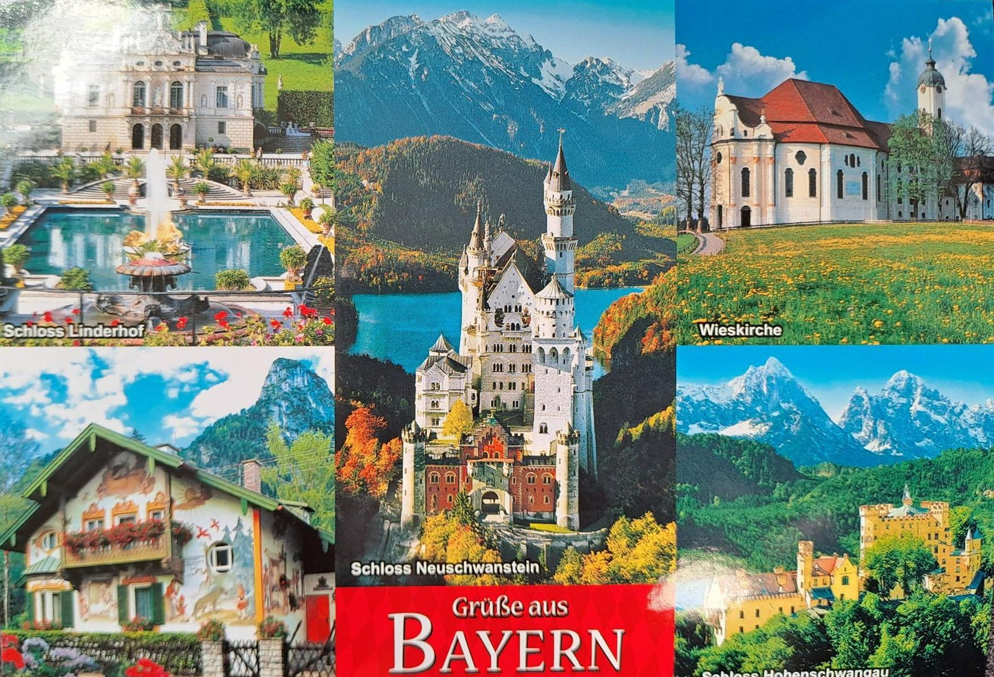 Postkarte - Ansichtskarte Bayern Schlösser und Kirchen Multiview 105 X 147 mm