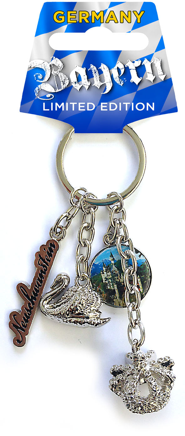 Schlüsselanhänger Charms Schloss Neuschwanstein Sommer und Krone