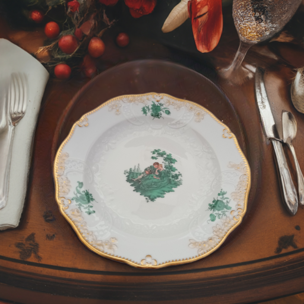 Meissen Porzellan Teller mit Watteau Figurenmalerei – Jetzt 50% Rabatt im Winter-Sale!