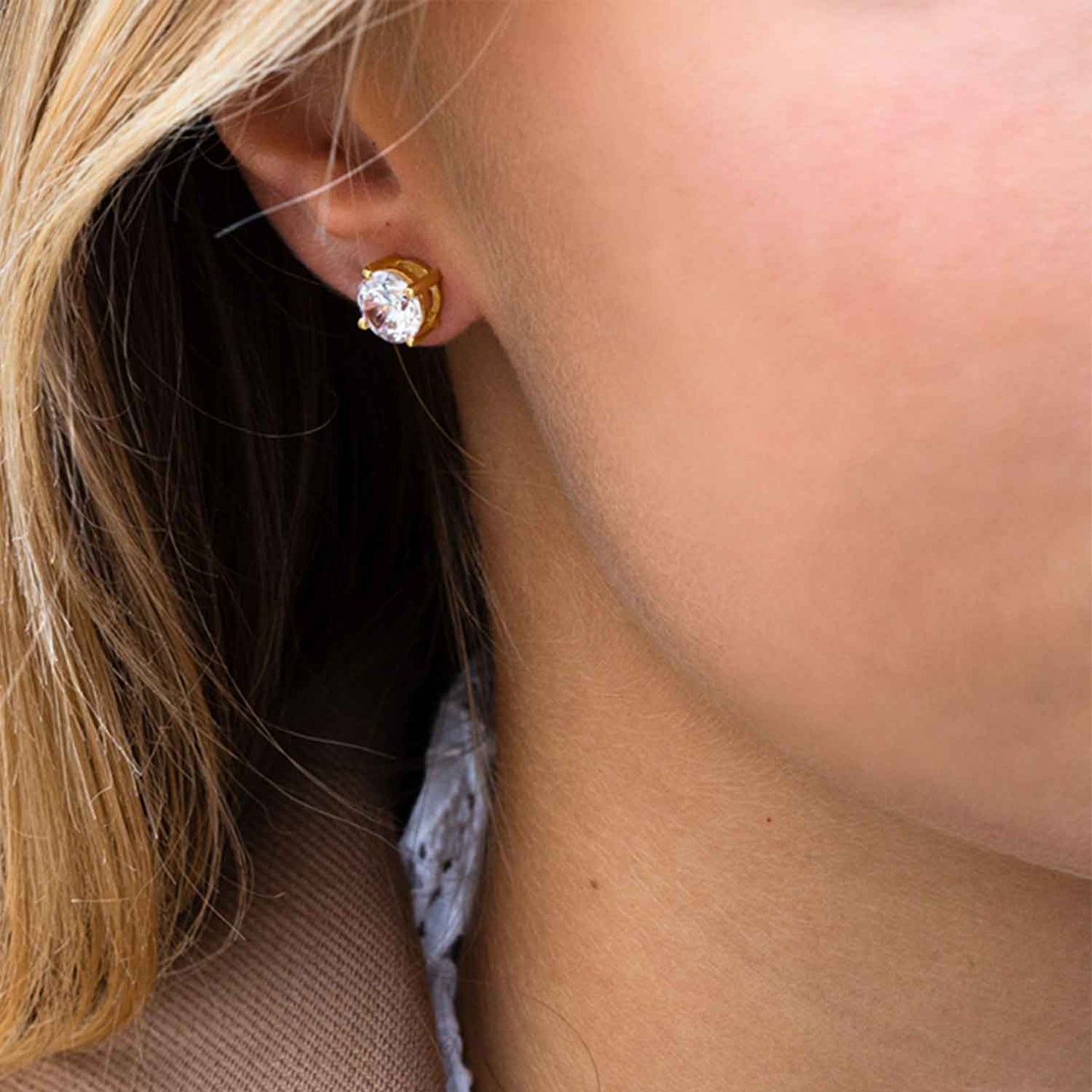 Ohrringe Princess Round - 18K vergoldet