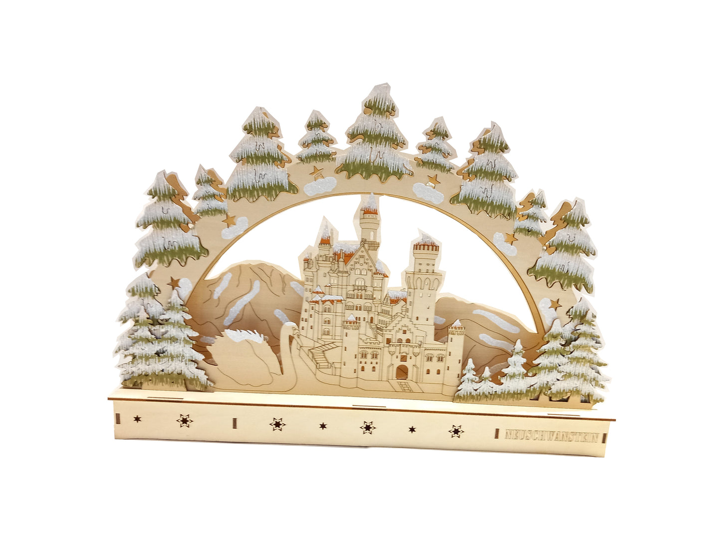 Lichterbogen Groß Schloss Neuschwanstein - Holzschnitte Weihnachtsbeleuchtung & Deko