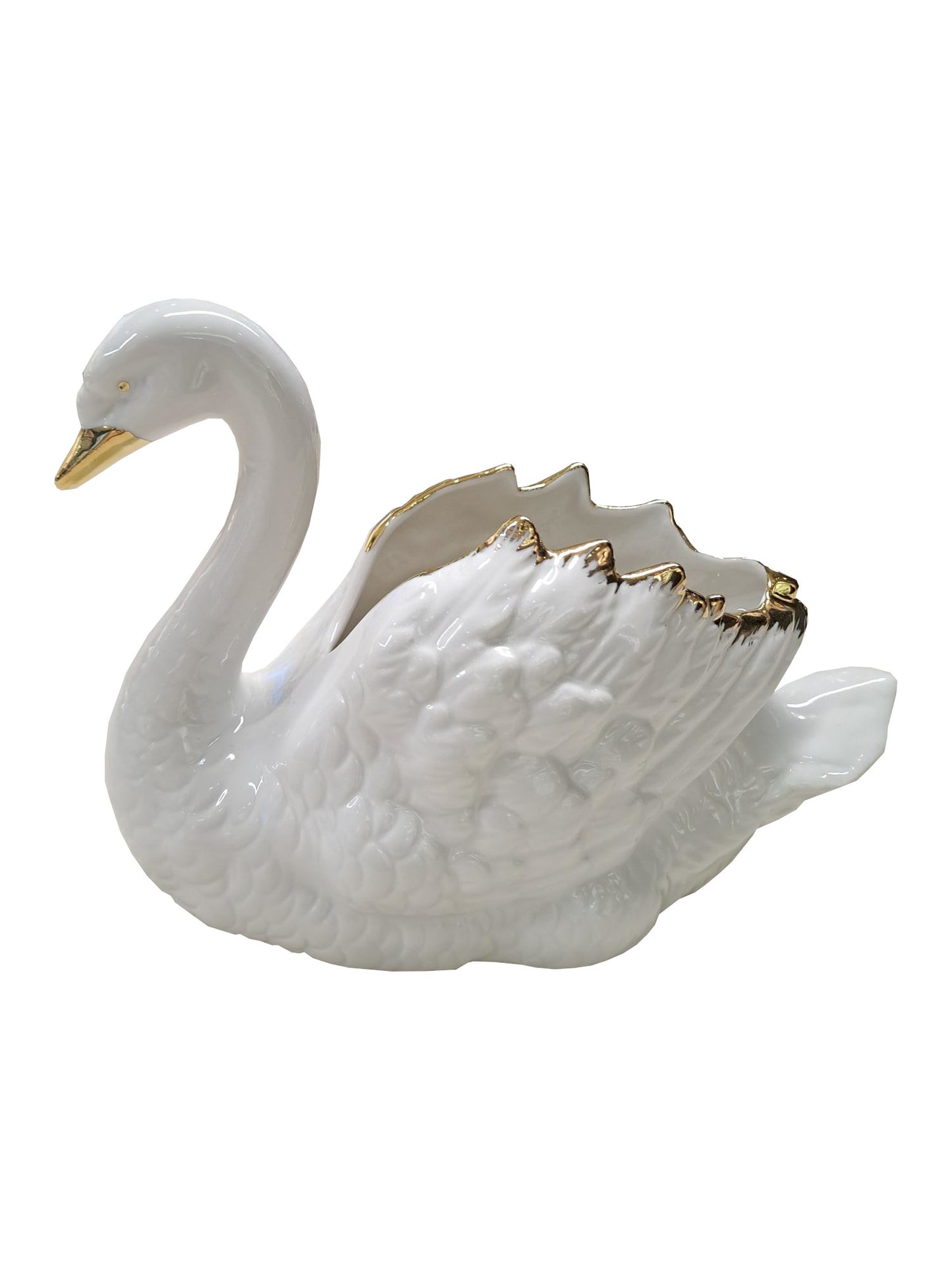 Eleganter Schwan in Weiß-Gold mit edler Goldverzierung – Exklusive Deko & Geschenkidee aus Bayern