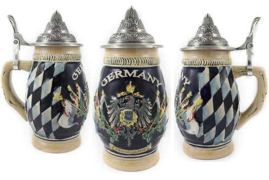 Bierkrug 180 ml bunt mit Germany-Motiv & Zinkdeckel – bauchiger Krug online kaufen