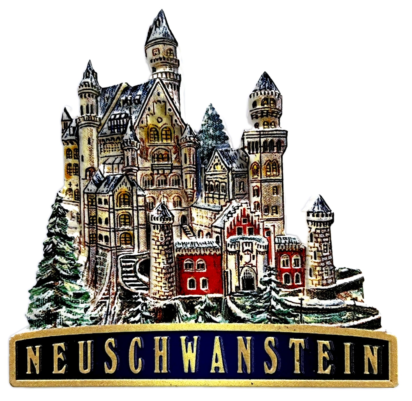Magnet Schloss Neuschwanstein – Bunte Skizze Souvenir aus Bayern