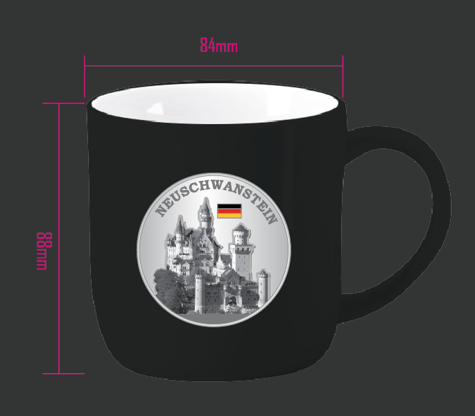 Tasse Schwarz mit Metalleinsatz Schloss Neuschwanstein