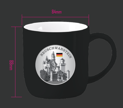 Tasse Schwarz mit Metalleinsatz Schloss Neuschwanstein
