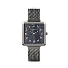 Lade das Bild in den Galerie-Viewer, Armbanduhr Iconic Square Anthrazit Perlmutt Milanaise Edelstahl Anthrazit
