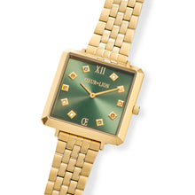 Lade das Bild in den Galerie-Viewer, Armbanduhr Iconic Square Glamorous Green Edelstahl Gold
