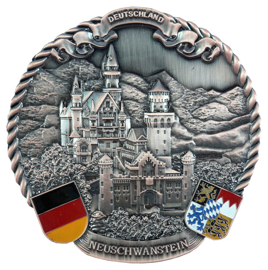 Souvenir Teller Schloss Neuschwanstein – Bronze Deko aus Bayern, Deutschland