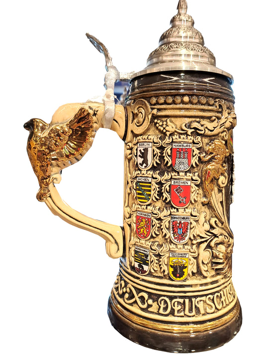Bierkrug 750 ml Bundeswappen mit Adlerhenkel & Zinndeckel – limitierte Auflage online kaufen