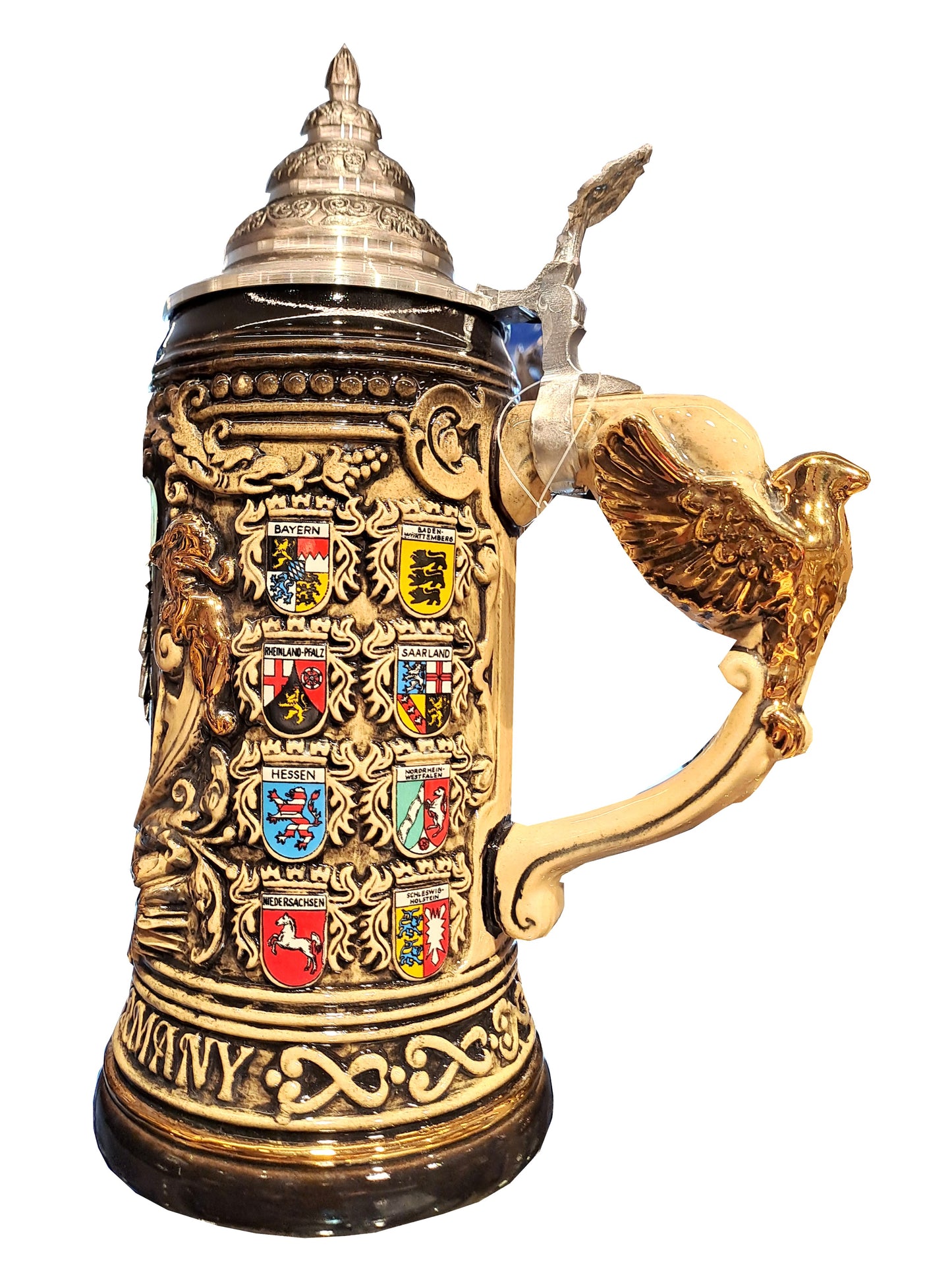 Bierkrug 750 ml Bundeswappen mit Adlerhenkel & Zinndeckel – limitierte Auflage online kaufen