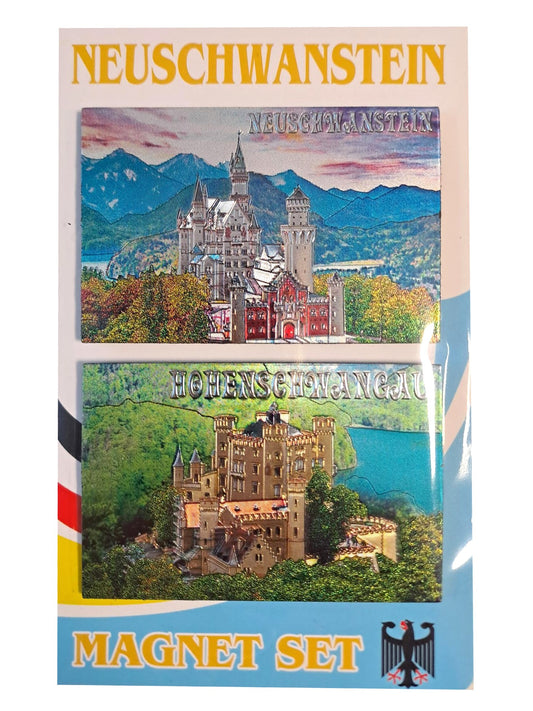 Magnet Kombi 2er Souvenir – Schloss Neuschwanstein & Schloss Hohenschwangau glänzend