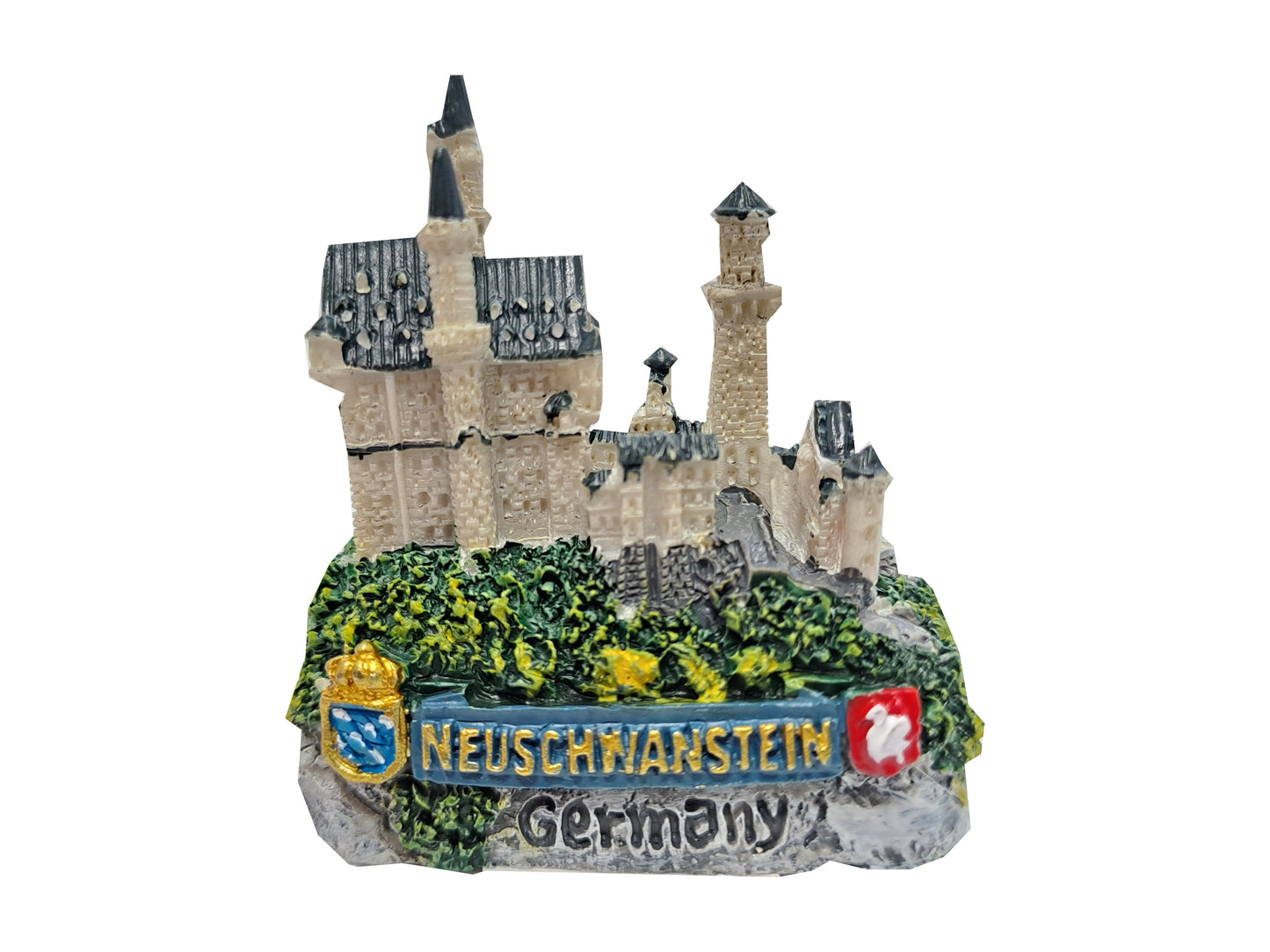 Schloss Neuschwanstein Modell Mini mit Pferdekutsche und Schwan
