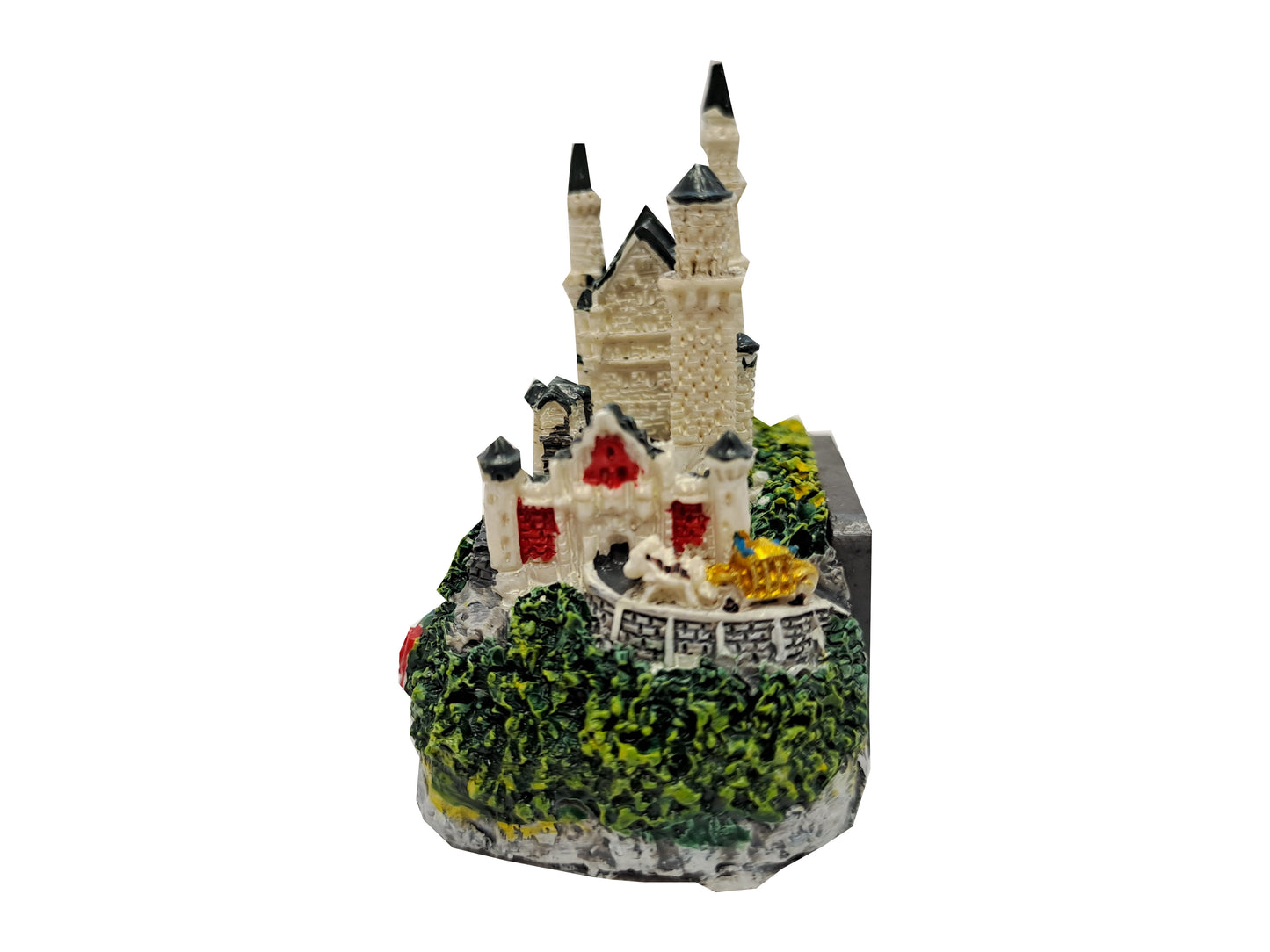 Schloss Neuschwanstein Modell Mini mit Pferdekutsche und Schwan