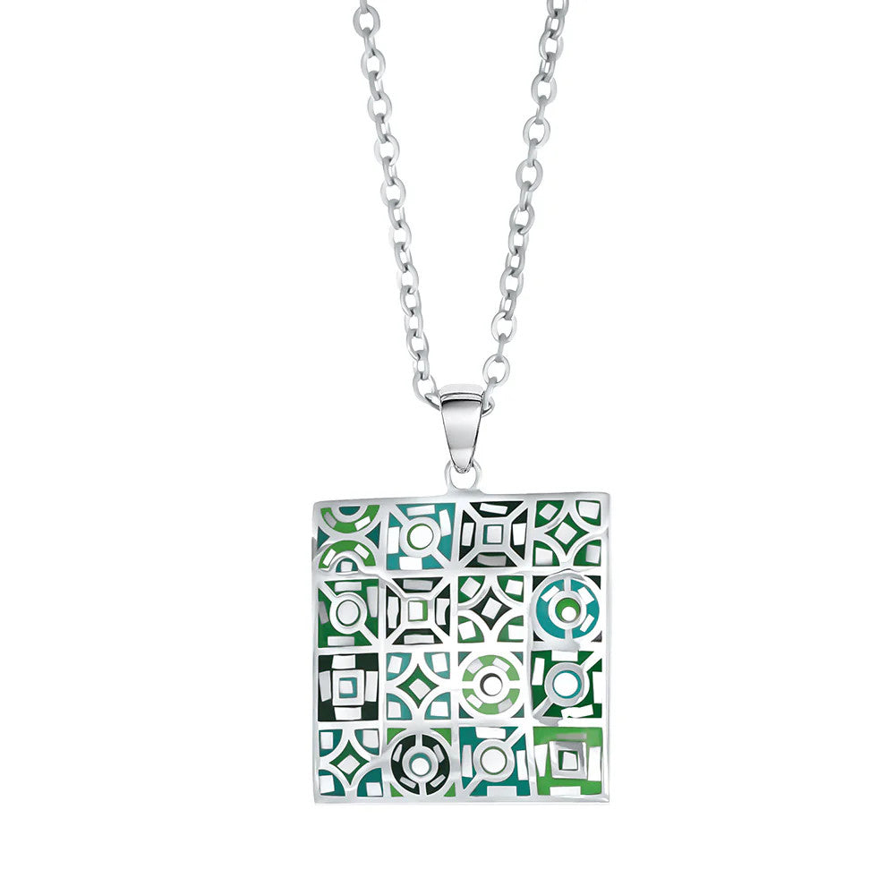 CRYSTALP CALPART Mosaic Large Pendant Viereck Türkis – Schmuck mit Eleganz