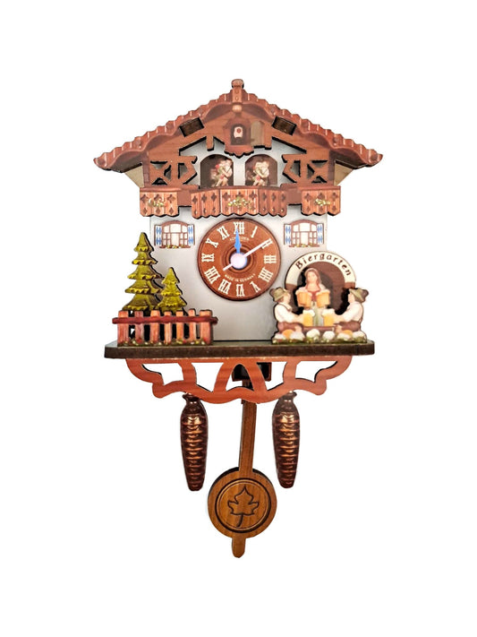 Magnet Kuckucksuhr Biergarten mit echter Uhr und Pendelbewegung – Souvenir Germany