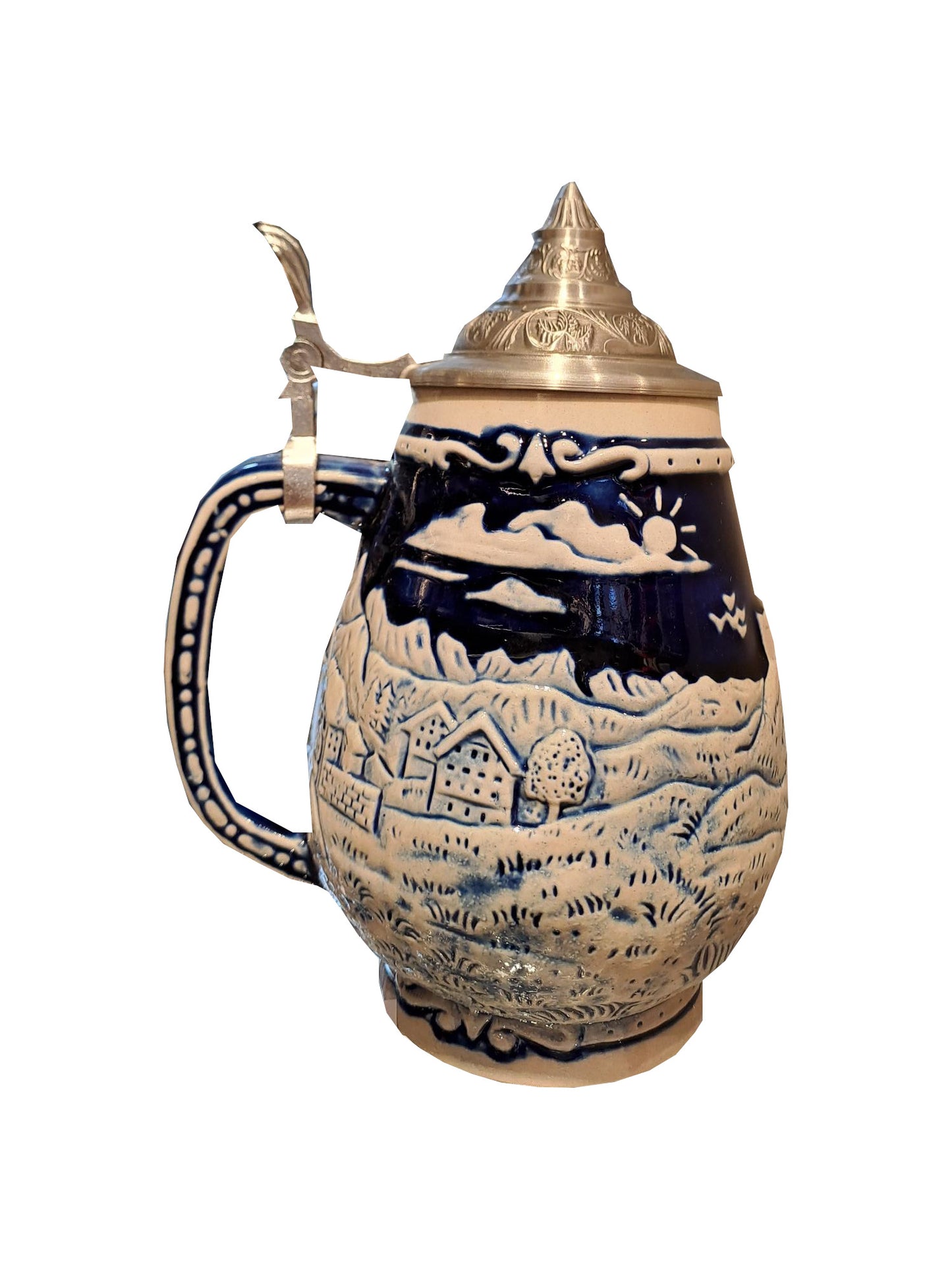 Krug Schloss Neuschwanstein blau Mühle gross mit Spitzdeckel 26942 – 300 ml Sammler-Souvenir aus Bayern