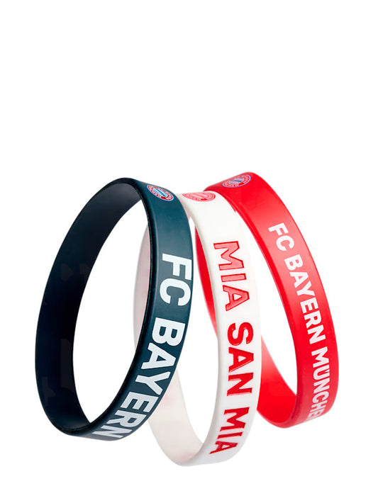 FC Bayern Armband 3er-Set Unisex – Rot Weiß Schwarz Fan-Style