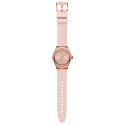 SWATCH Armbanduhr SECRET MOVES YIG402 – Automatik, Roségold & Beigefarben