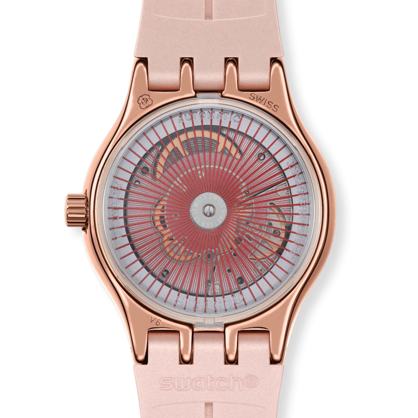 SWATCH Armbanduhr SECRET MOVES YIG402 – Automatik, Roségold & Beigefarben