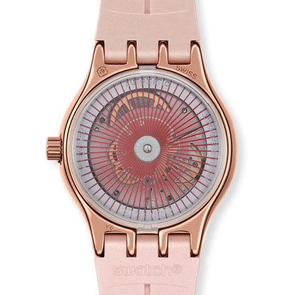 SWATCH Armbanduhr SECRET MOVES YIG402 – Automatik, Roségold & Beigefarben